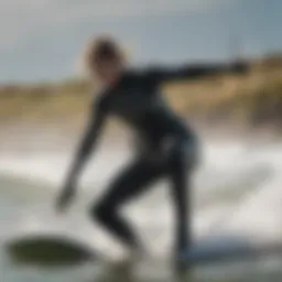 Elegant kiteboarding wetsuit in motion