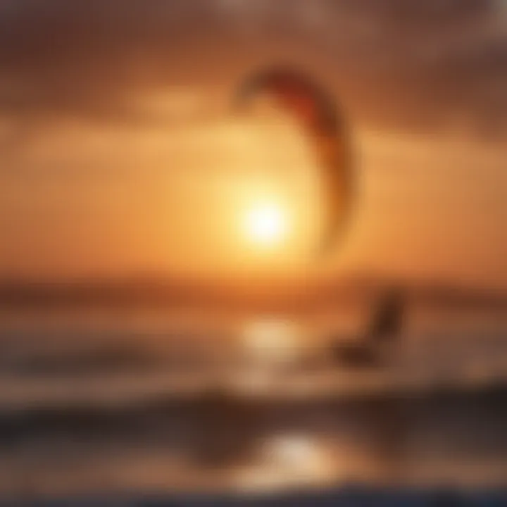 Spectacular sunset backdrop for kite surfing session