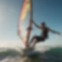 Energetic Windsurfer Riding the Waves