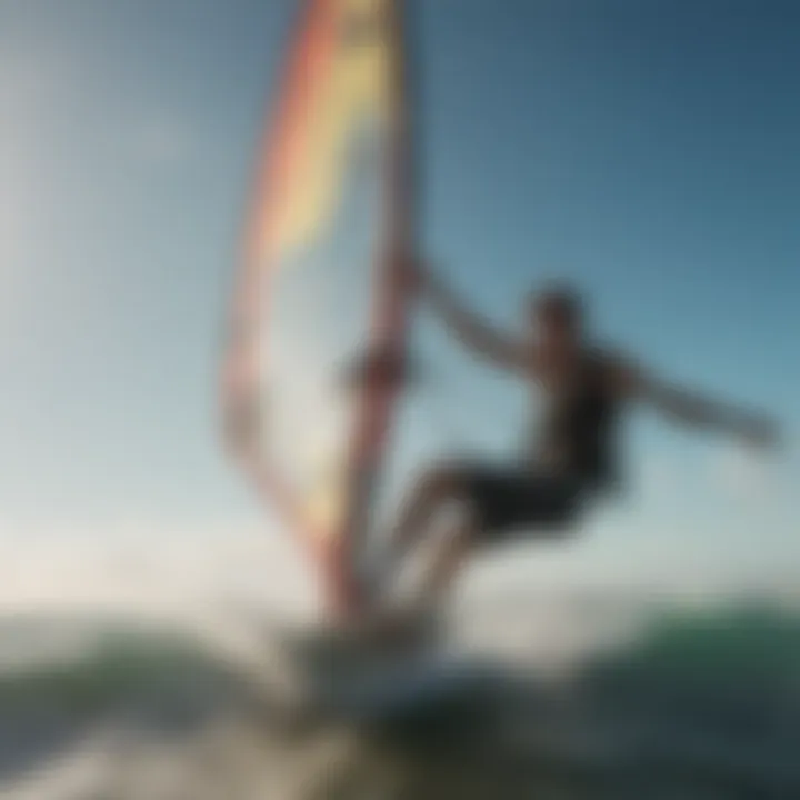 Energetic Windsurfer Riding the Waves