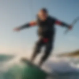 Dynamic kitesurfing action showcasing the use of impact jackets in high waves