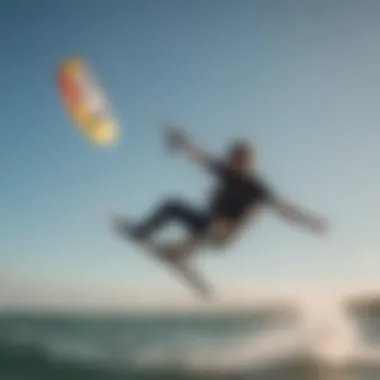 Graceful Kitesurfing Rider in Mid-Air