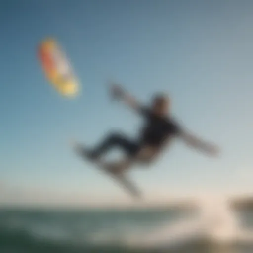 Graceful Kitesurfing Rider in Mid-Air