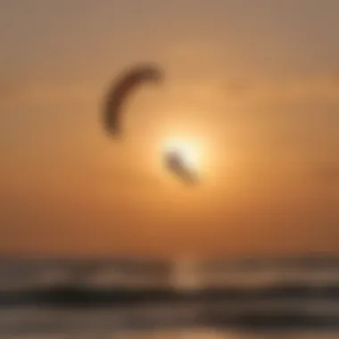 Silhouetted Kitesurfing Enthusiast at Sunset