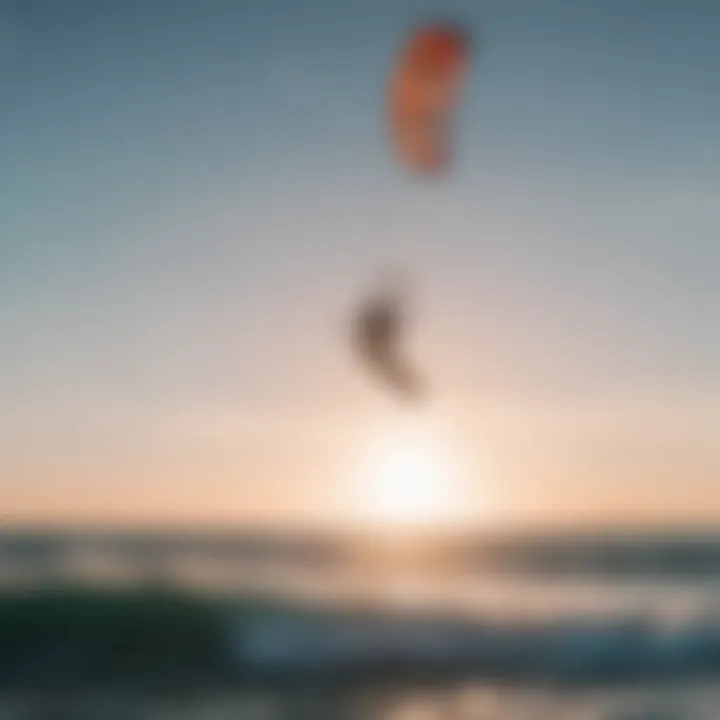 Kiteboarder performing aerial trick