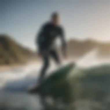 Surfer enjoying extended session with a dry suit