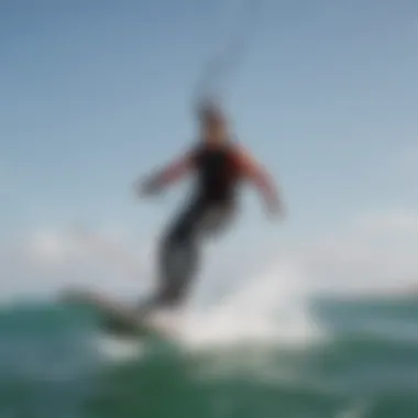 Safety demonstration showcasing benefits of bungee leash in kitesurfing