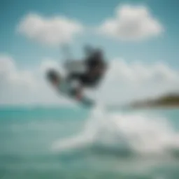 Kitesurfers gliding over turquoise waters