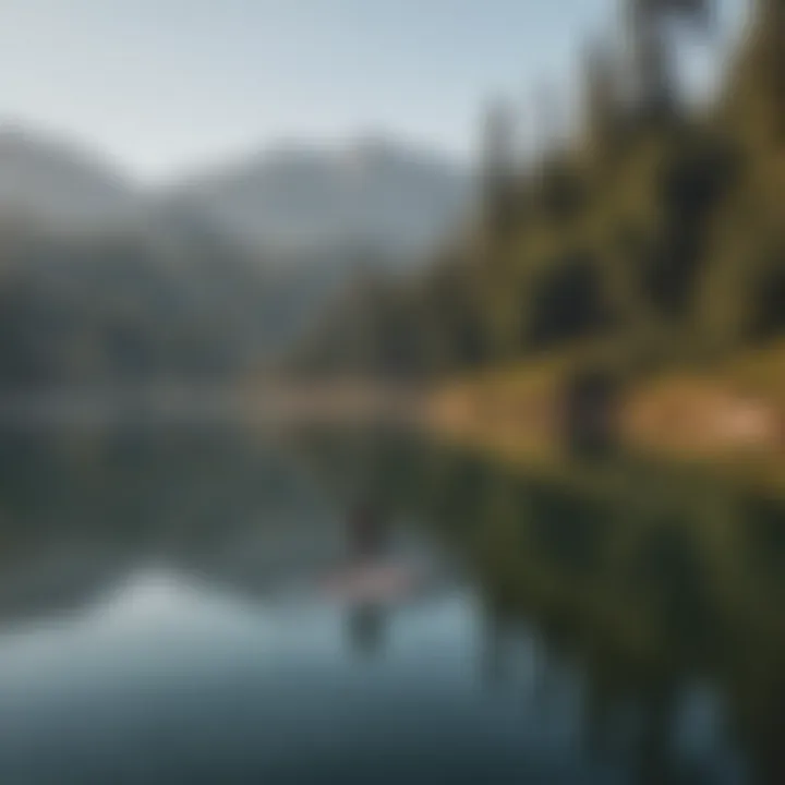 Paddleboarder enjoying the serene waters of a California lake