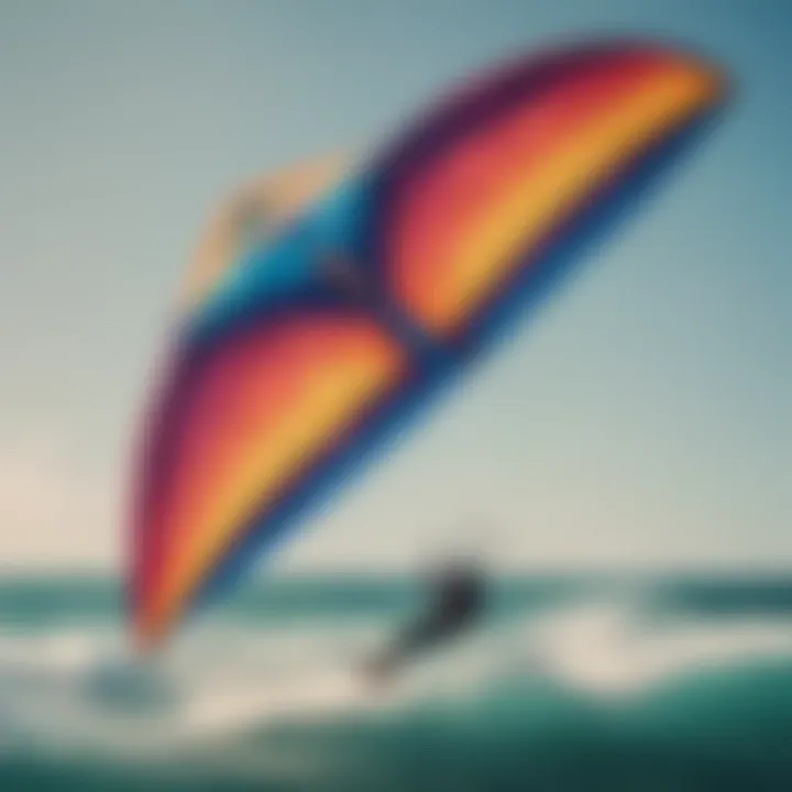 A vibrant duotone kite soaring above the waves