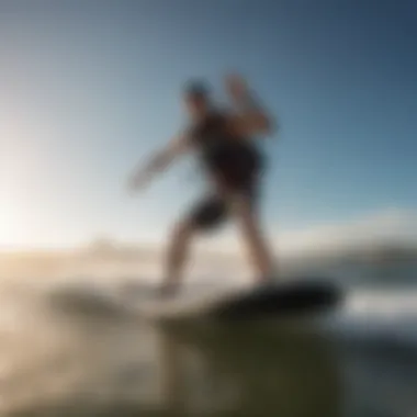 Kitesurfer enjoying the electric water boogie board