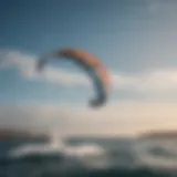 A captivating view of a hydrofoil kite soaring above the water