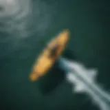 Aerial view of an inflatable wing board on the water