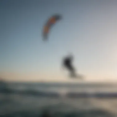 Silhouette of a kiteboarder mastering the kite foil package