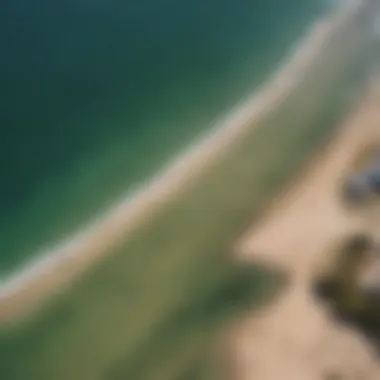 Aerial view of kiteboarding spots in Corpus Christi