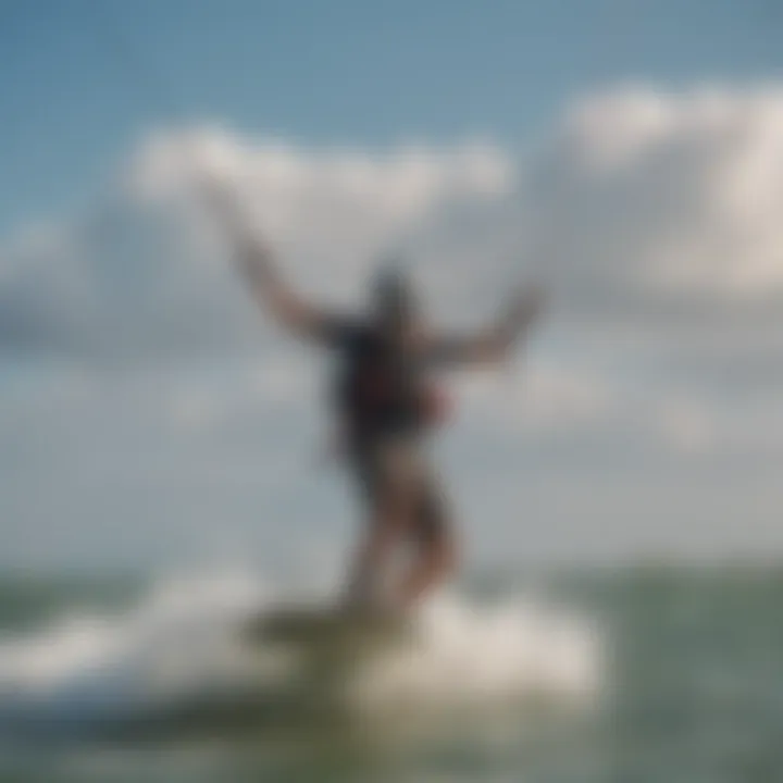 Kiteboarder riding the waves in Corpus Christi