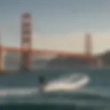 Kiteboarder catching air with Golden Gate Bridge in background