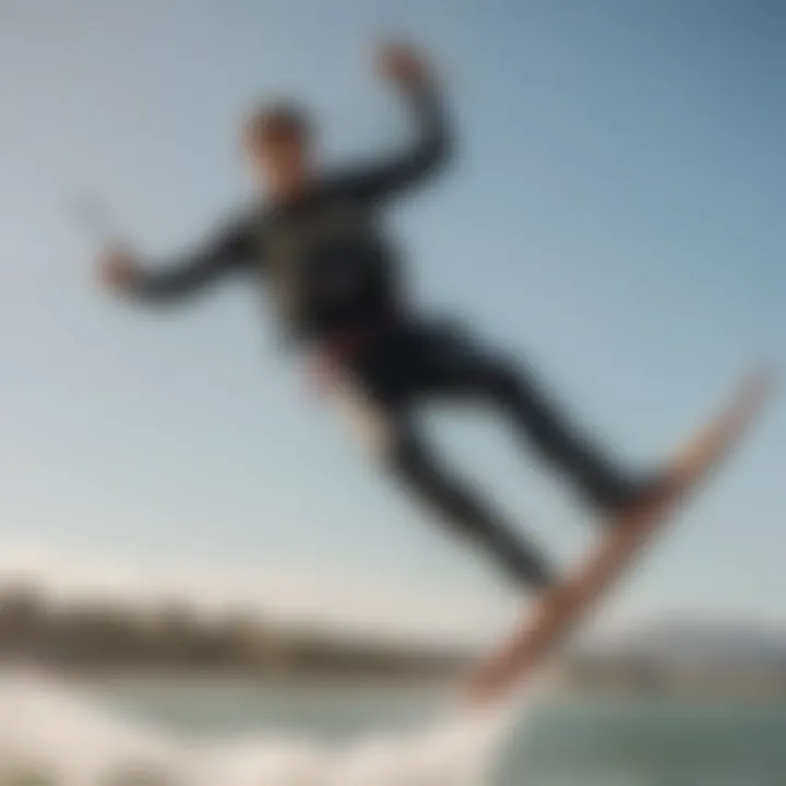 A kiteboarder performing an impressive trick mid-air