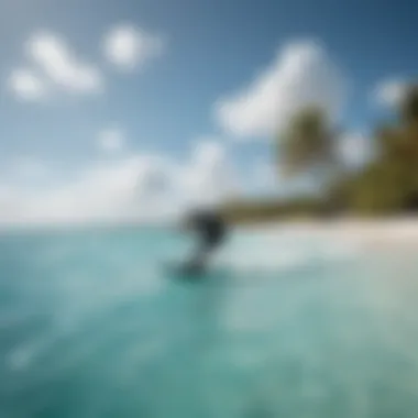 Kitesurfers enjoying the crystal-clear waters and blue skies of the Bahamas