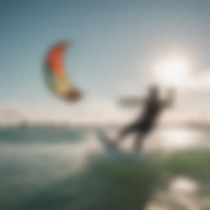 A group of kitesurfers enjoying a sunlit day at the beach, embodying the community spirit