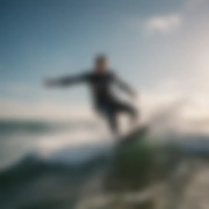 Splashing water as kitesurfer executes a perfect turn