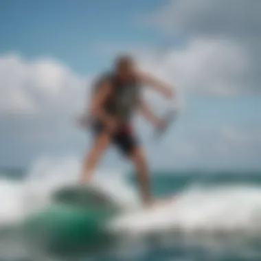 Harmonious connection between kitesurfer and towed surfboard