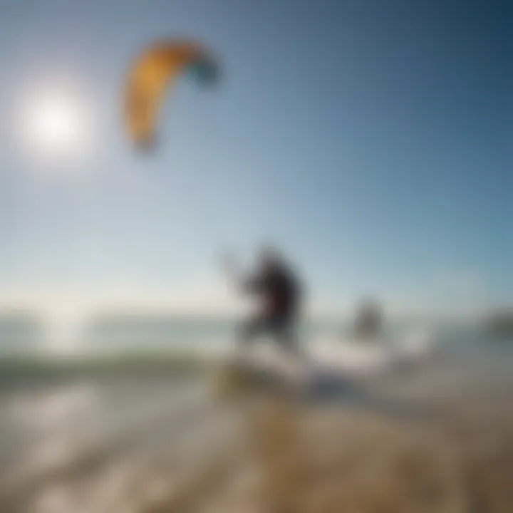 A group of kitesurfing enthusiasts gathered at Lake Worth Pier, showcasing community and camaraderie.