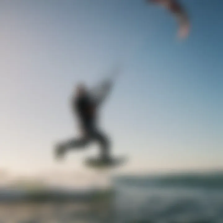 A kitesurfer executing advanced techniques using a Liquid Force Kite