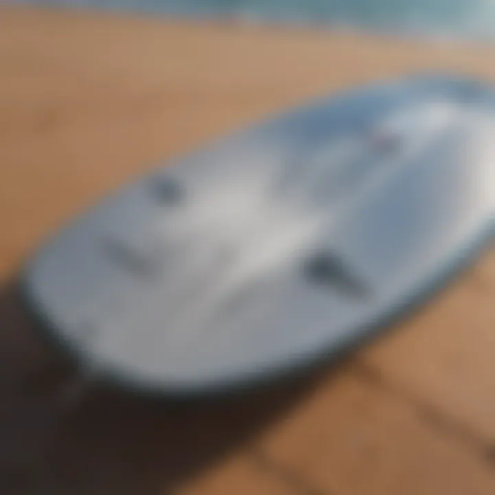 Close-up shot of the sleek design of North Kite Foil Board