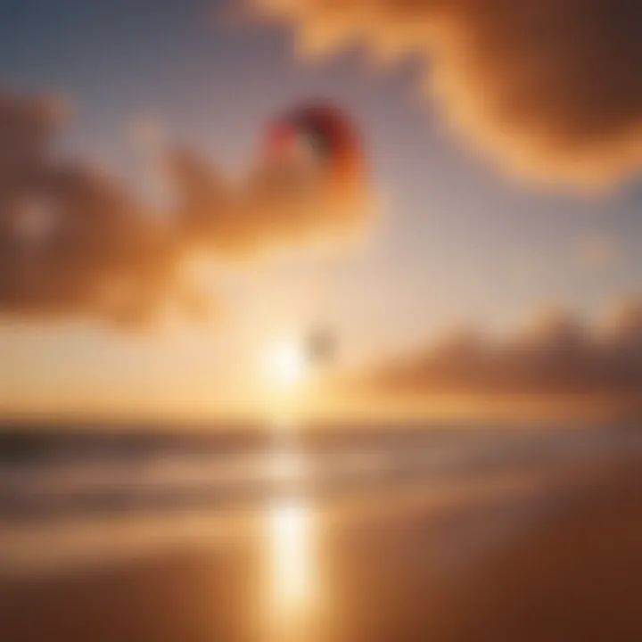 North kite soaring against a vibrant sunset sky