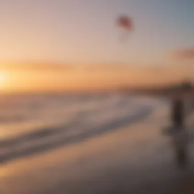 Local kitesurfing community gathering at sunset