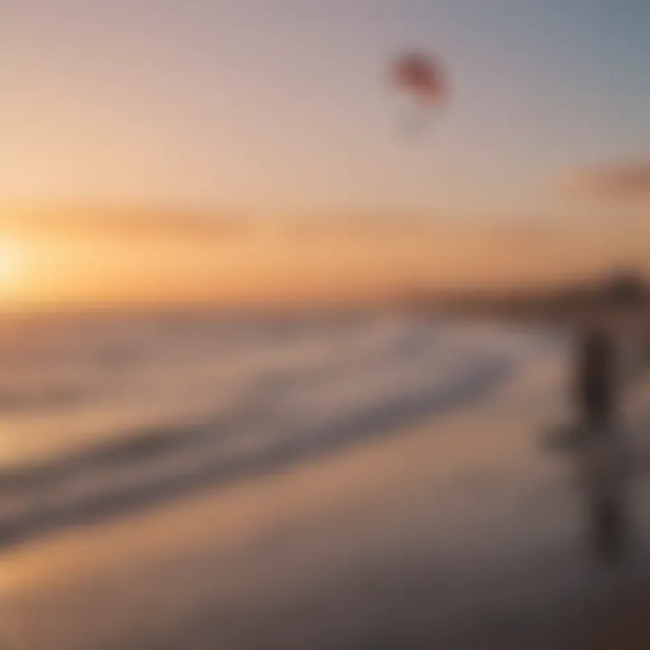 Local kitesurfing community gathering at sunset