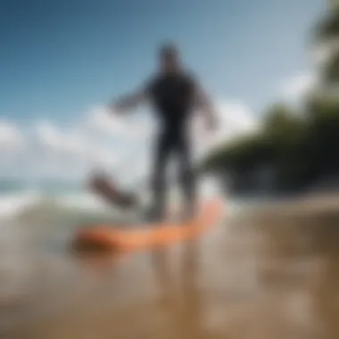 A kitesurfing setup demonstrating the compatibility of various starboard accessories.