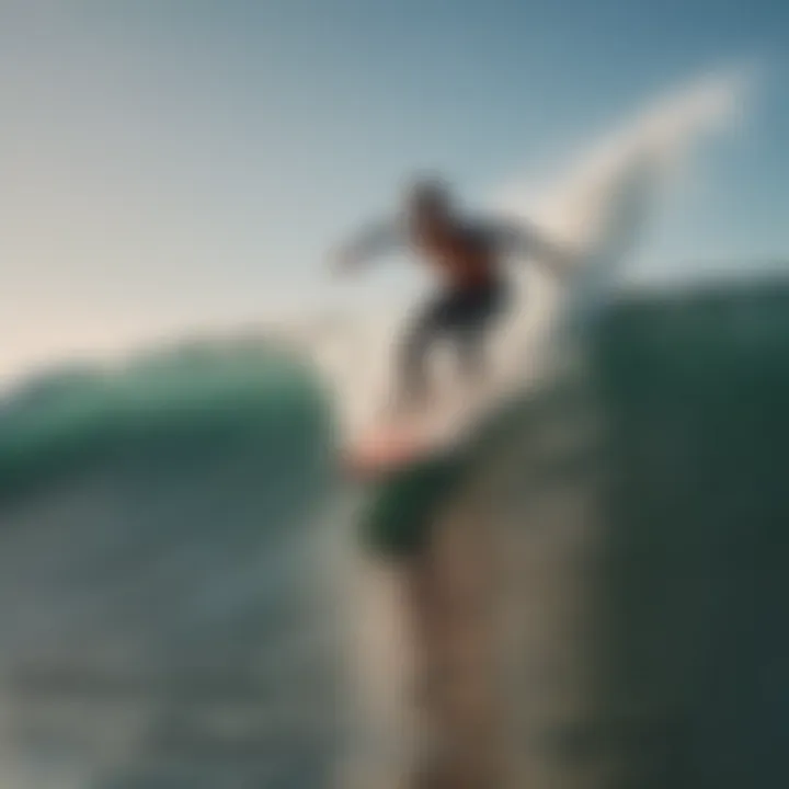 Surfer Catching a Wave on a Surfboard