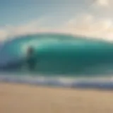 A breathtaking view of the turquoise waves crashing against the sandy shores of Turks and Caicos.