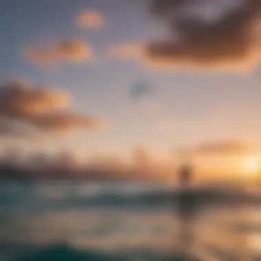 Kitesurfing enthusiasts riding the waves against the backdrop of vibrant sunsets on Taveuni Island