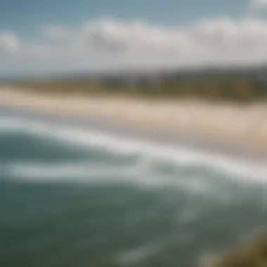 A panoramic view of the stunning Texel Island coastline with vibrant kitesurfers in action.