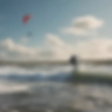 Kitesurfers riding the waves against a backdrop of Texel Island's unique landscape.