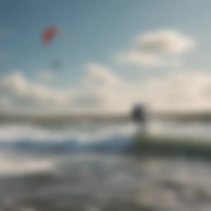 Kitesurfers riding the waves against a backdrop of Texel Island's unique landscape.