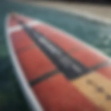 Close-up of a kiteboard showcasing its unique construction materials