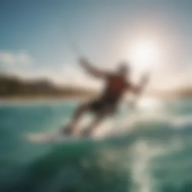 A stunning kiteboard gliding over crystal-clear waters