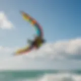 A stunning kitesurfing scene showcasing vibrant kites against a clear blue sky.