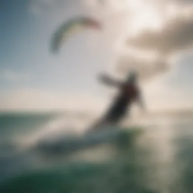 A kitesurfer expertly navigating the waves, showcasing the synergy between kite and water.