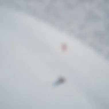 An aerial view showcasing the interplay between kite surfers and the pristine snow-covered terrain