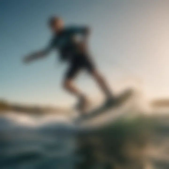 Kitesurfing enthusiast using a freedom board on water