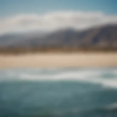 A scenic view of kiteboarding spots along the Southern California coastline