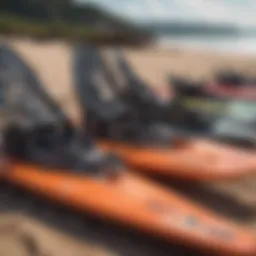 Diverse range of kitesurfing equipment laid out for inspection