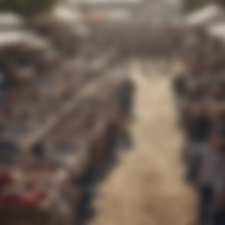 Vibrant scene of a bustling boot sale with diverse goods on display.