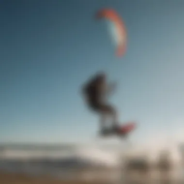 A kitesurfer using the Mystic Kite Pump in a dynamic setting