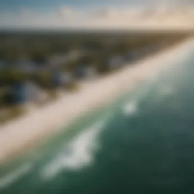 Aerial view of Bonita Springs coastline, highlighting ideal kitesurfing spots and water conditions